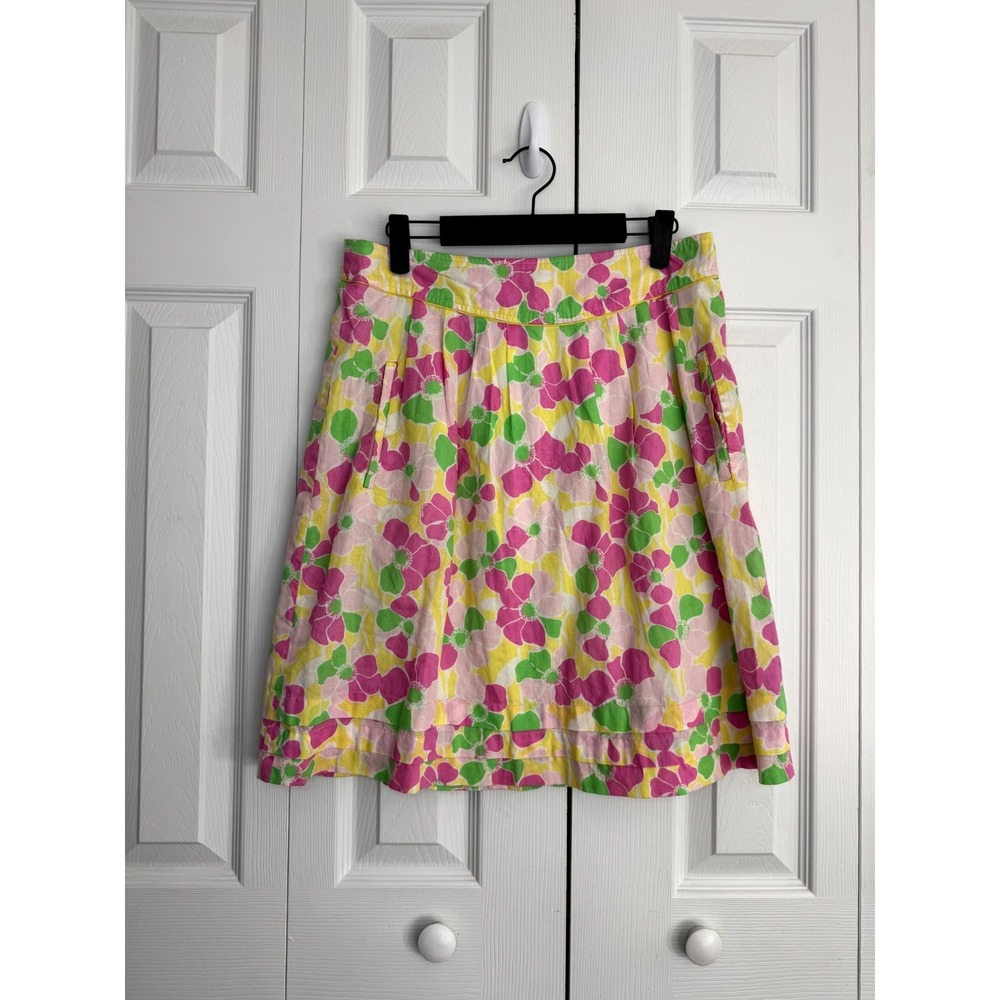 Lilly Pulitzer Knee Length Skirt Women's 4 Multicolor Floral Pleated A-line